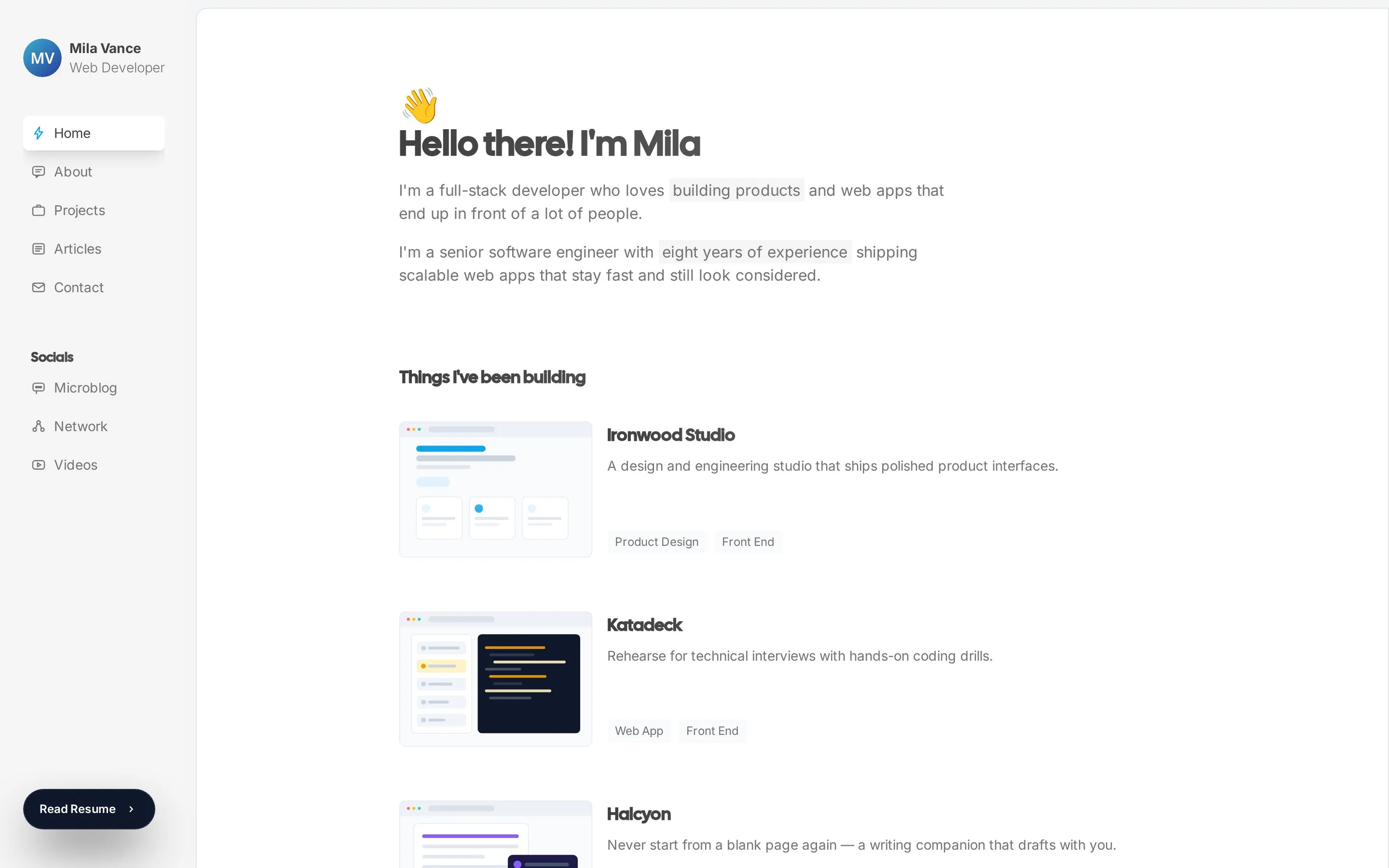 Sidefolio Portfolio — Hero