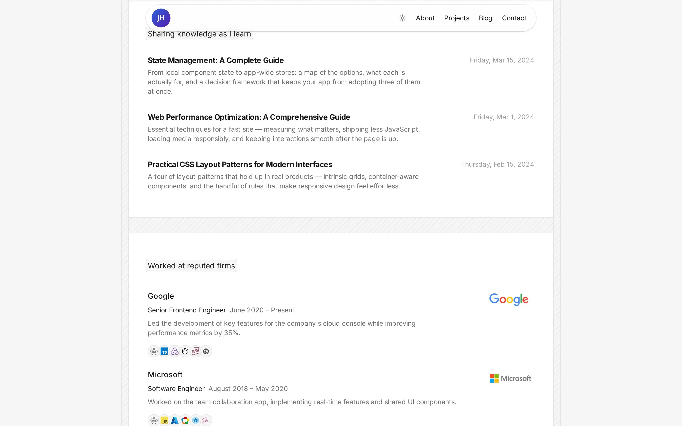 Minimal Portfolio — Sharing knowledge as i