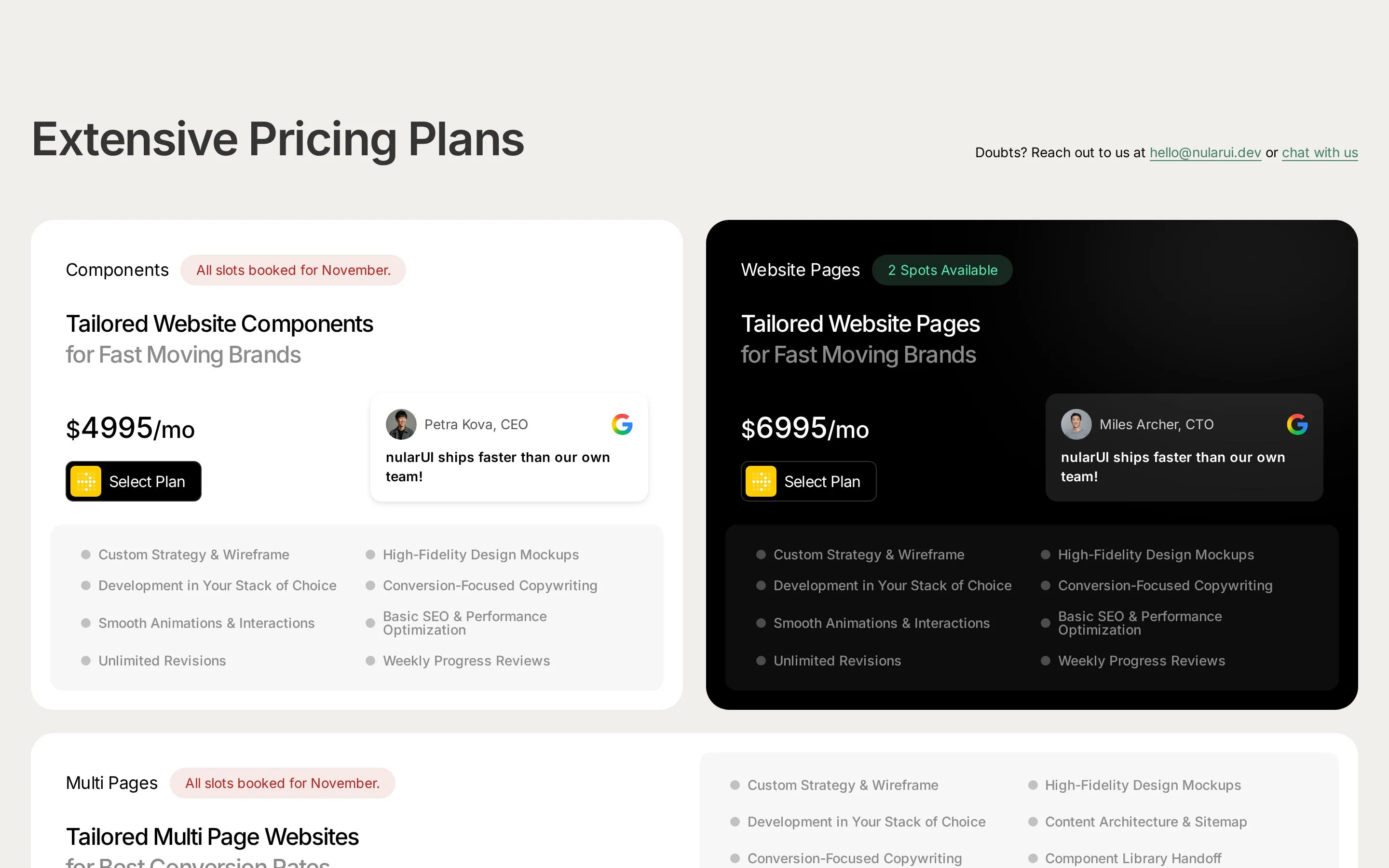 Productized Agency — Extensive pricing plans
