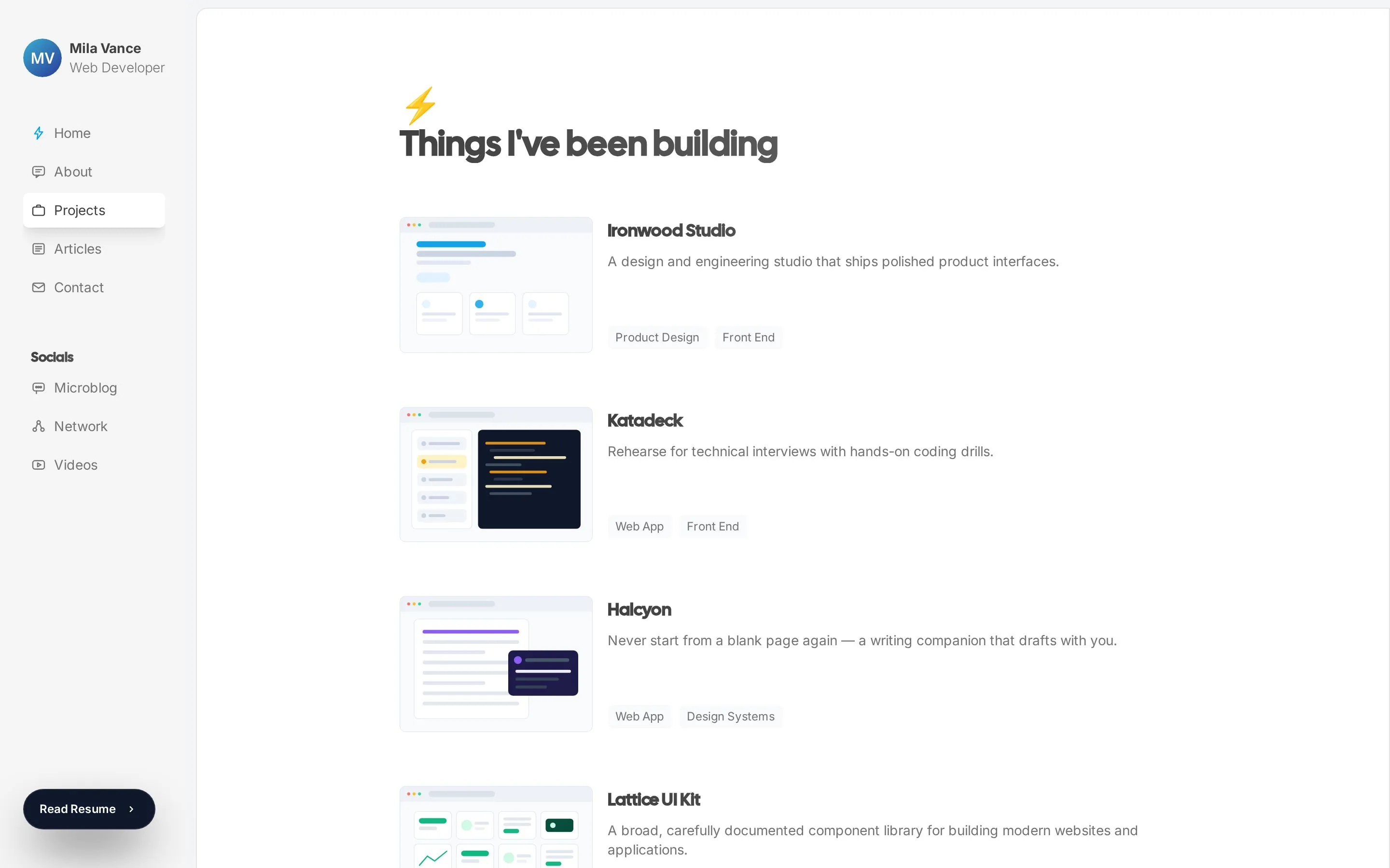 Sidefolio Portfolio — Projects