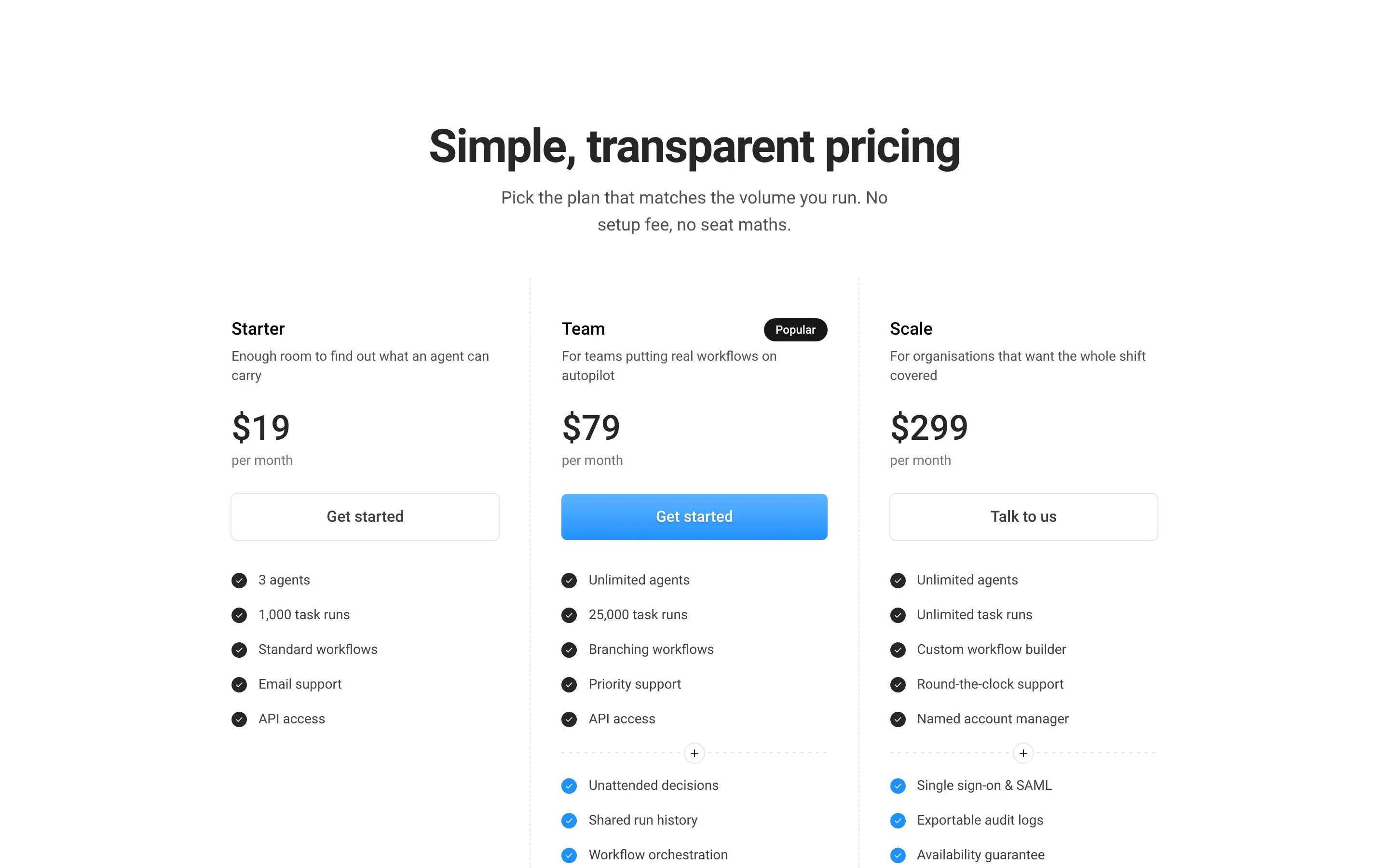 Simplistic SaaS — Simple transparent pricing