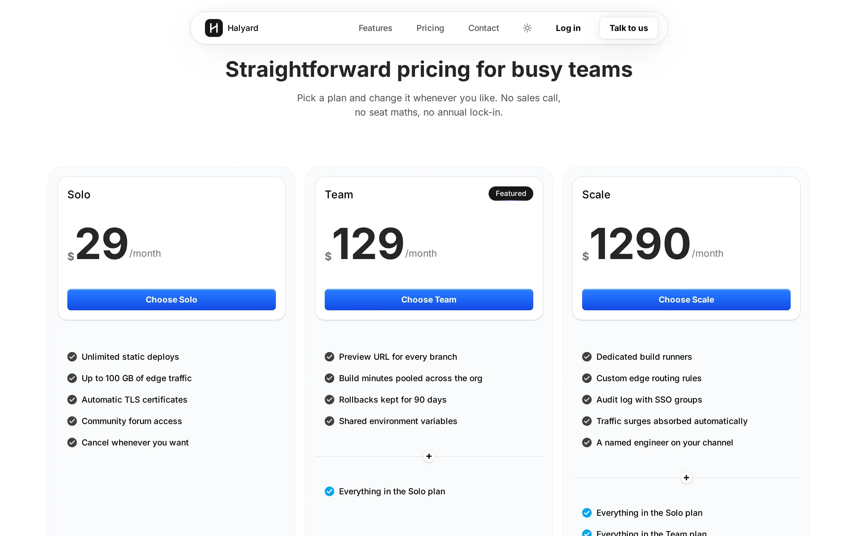 Startup Landing — Straightforward pricing