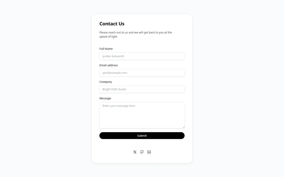 Simple Centered Contact Form