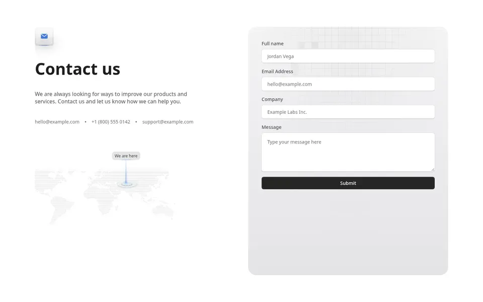 Contact Form Grid With Details